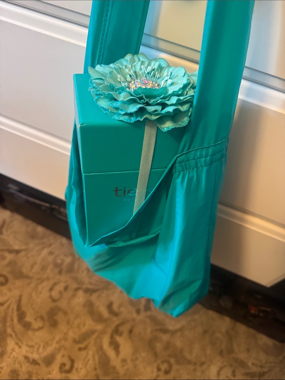 Tieks Teal Floral box and bag